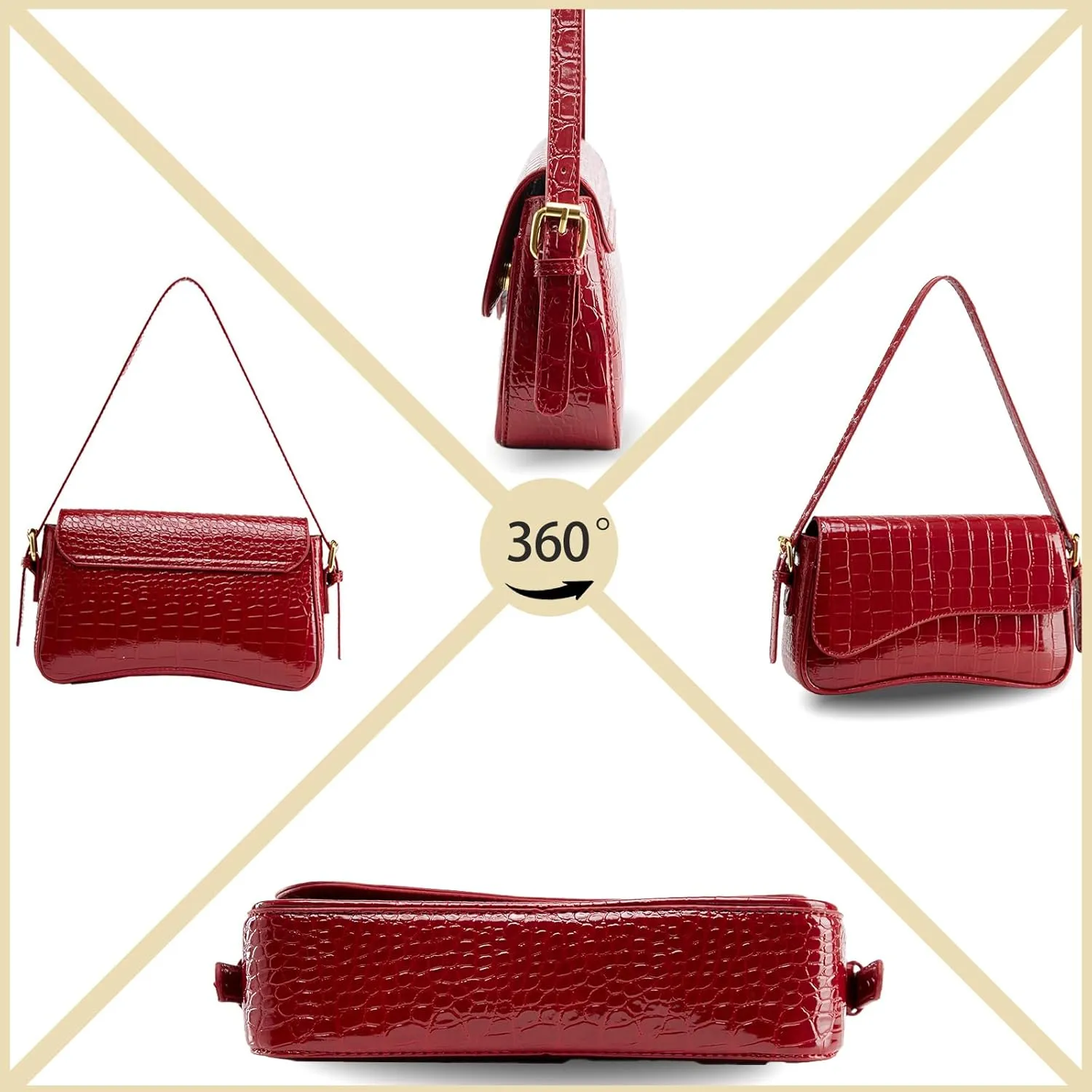 Small Shoulder Bags,Crossbody Purses for Women Vegan Leather Handbag Clutch Hobo Purse with 2 Removable Straps