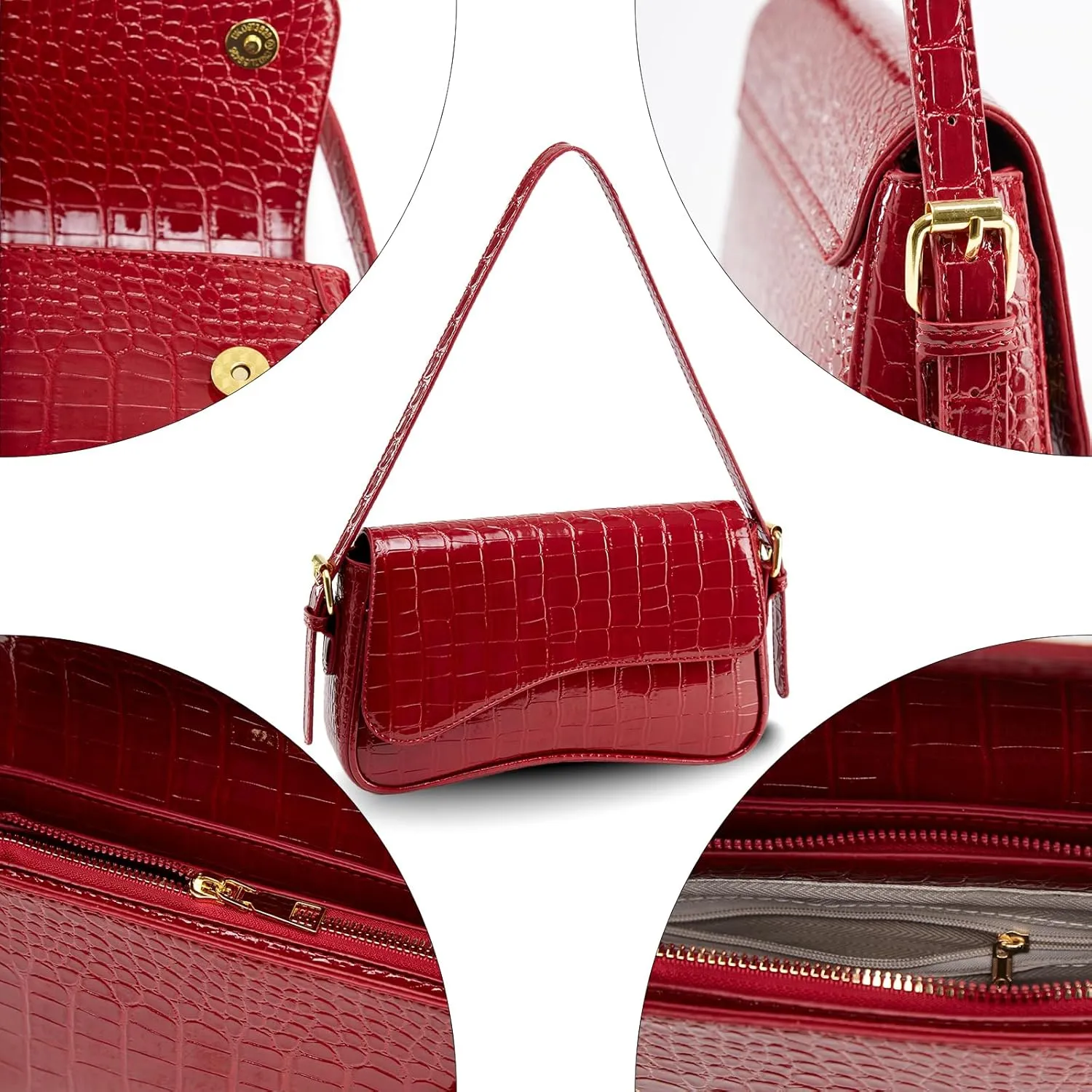 Small Shoulder Bags,Crossbody Purses for Women Vegan Leather Handbag Clutch Hobo Purse with 2 Removable Straps
