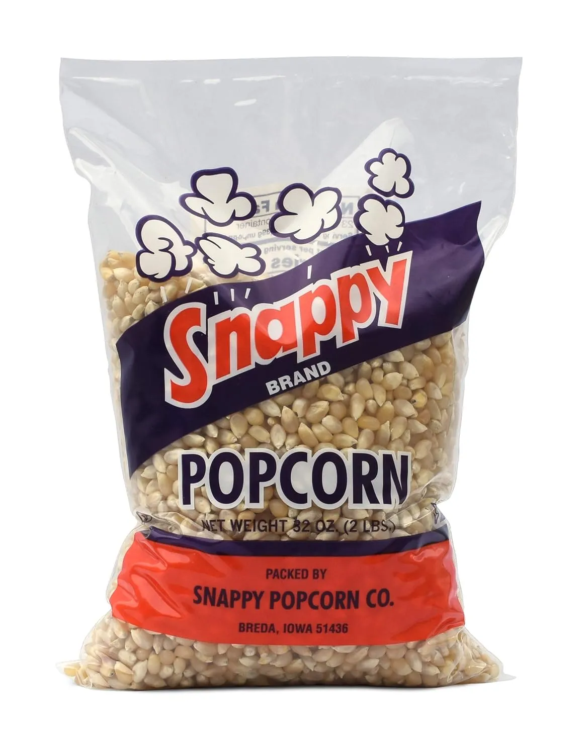 Snappy White Popcorn Kernels for Popping with Popcorn Machine, Air Popper or Stove Top, 2lb Bags, 4 Pack