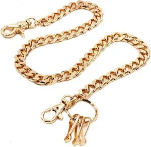 Soft Cut Curb Cuban Link wallet chain Swivel Trigger snap Biker Punk Key chain