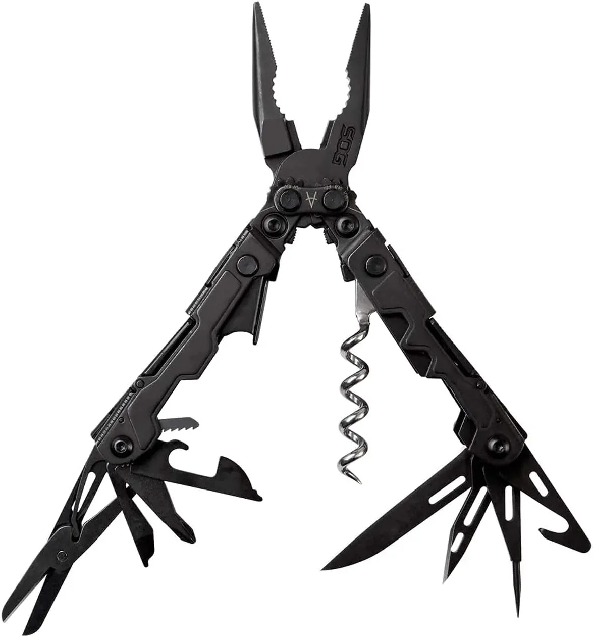 SOG PowerLitre Mini Utility Multi-Tool w/ 19 Lightweight Tools, Compact 5 Inch Long Utility Tool with Knife, Screwdriver, Hex Bit Holder, Black