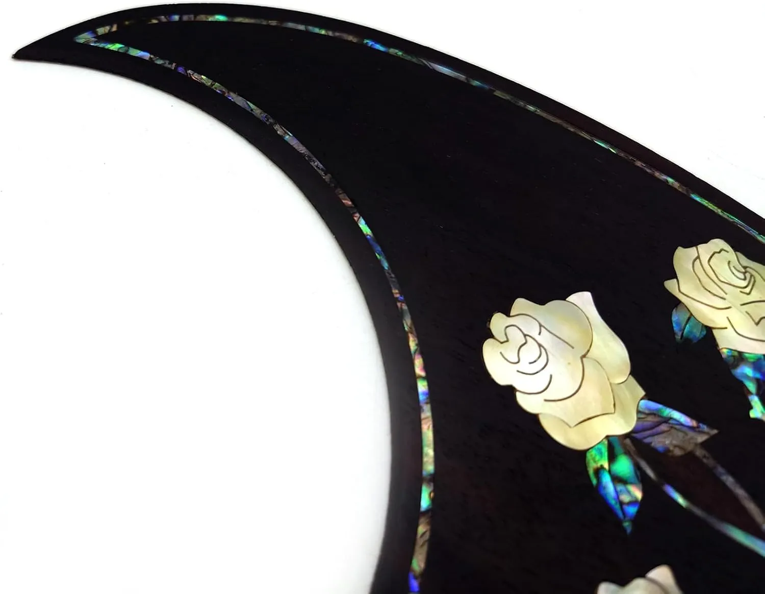 Soild Wood Acoustic Guitar Pickguard with Solid Wood Inlaid Inlaid Abalone Flower Self-adhesive for Martin D-45 for Taylor Guitar or 40-43 Inches Classical Folk Acoustic Guitar Scratch Plate (15)