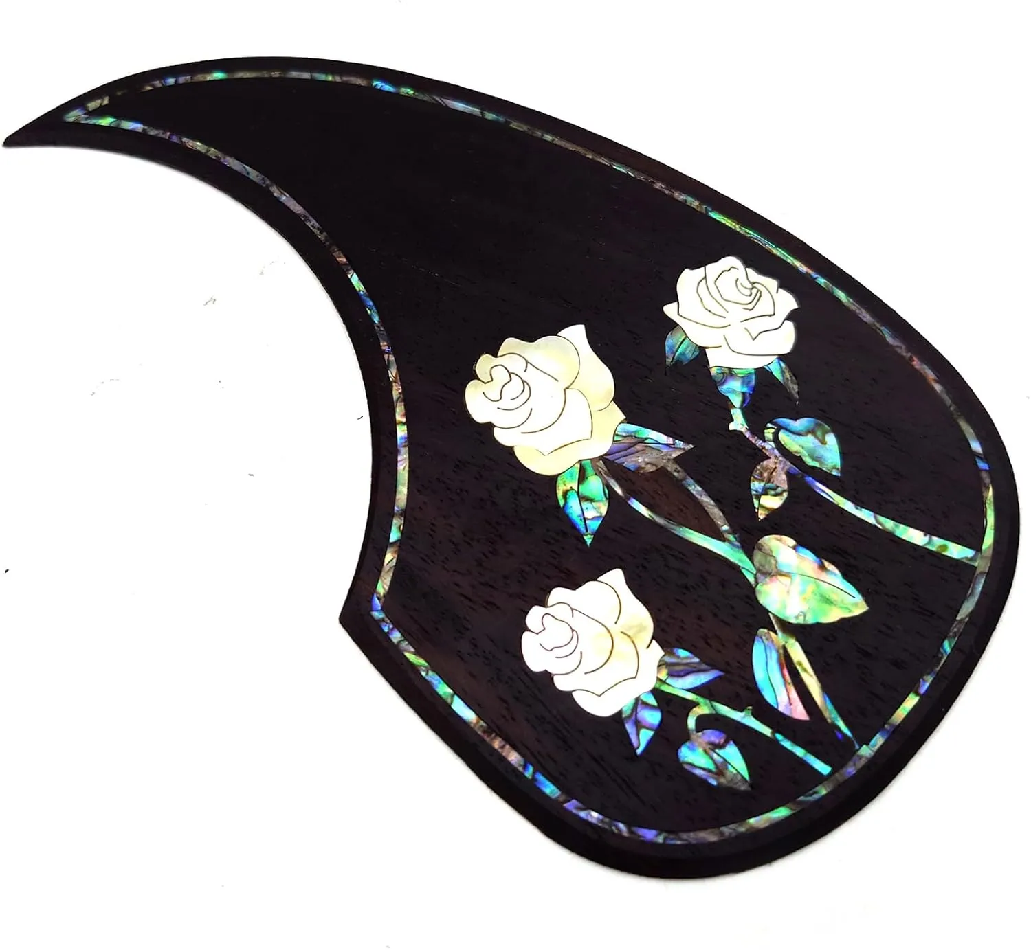 Soild Wood Acoustic Guitar Pickguard with Solid Wood Inlaid Inlaid Abalone Flower Self-adhesive for Martin D-45 for Taylor Guitar or 40-43 Inches Classical Folk Acoustic Guitar Scratch Plate (15)