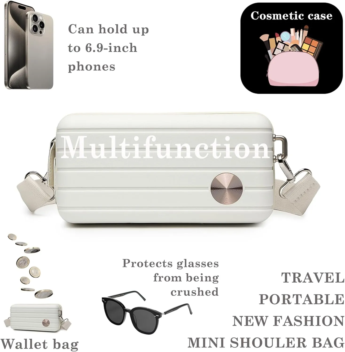 Somago Hard Shell Small Festival Handbag with Adjustable Strap, Crossbody Cell Phone Purse, 6 Inch Cosmetic Bag
