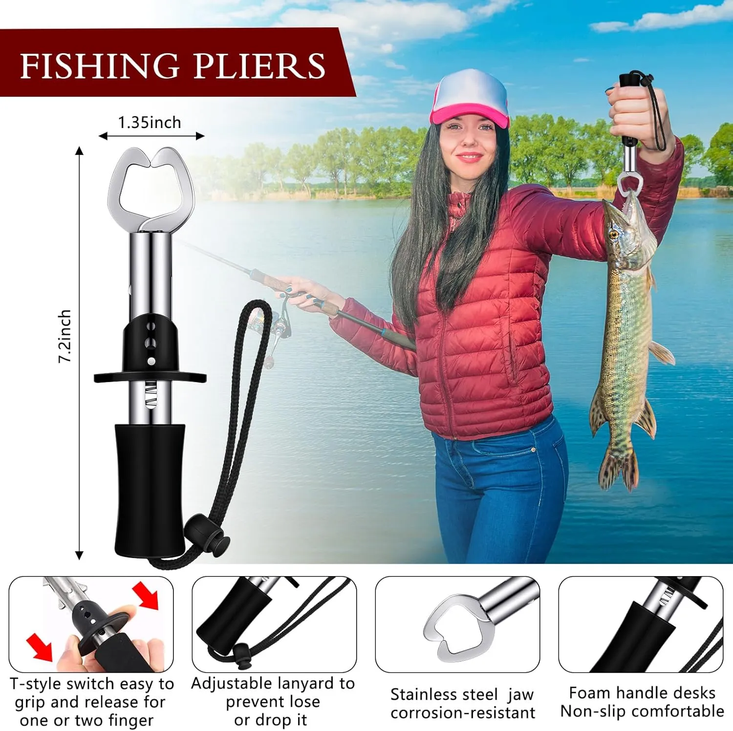 Sosation 134 Pcs Fishing Tool Kit Fishing Gear and Equipment for Men Adults, Include Hook Remover, Pliers Kit, Tackle Box with Tackle Included, Lures, Lip Gripper, Weigh Scale