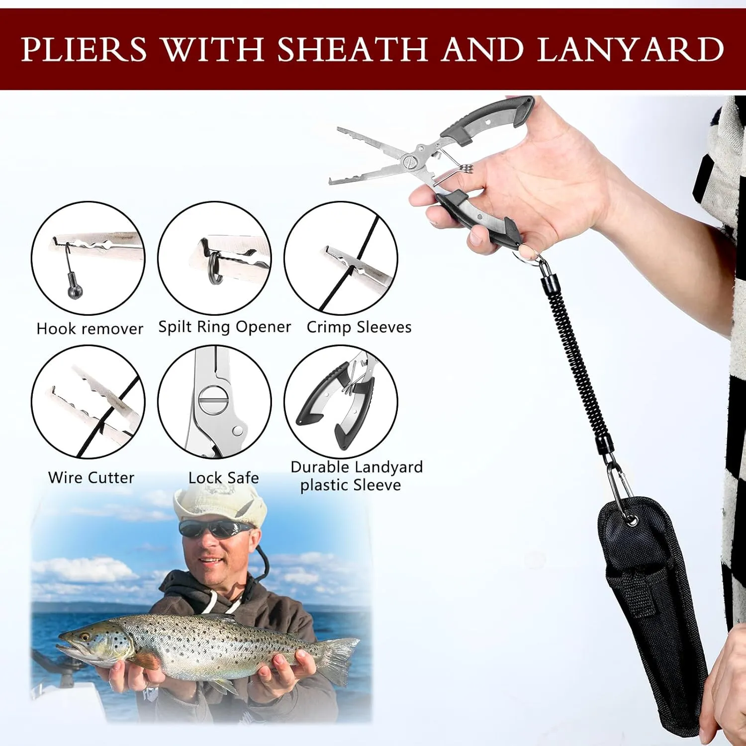 Sosation 134 Pcs Fishing Tool Kit Fishing Gear and Equipment for Men Adults, Include Hook Remover, Pliers Kit, Tackle Box with Tackle Included, Lures, Lip Gripper, Weigh Scale