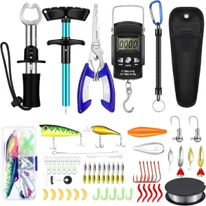 Sosation 134 Pcs Fishing Tool Kit Fishing Gear and Equipment for Men Adults Pliers Kit, Hook Remover Tool, Lip Gripper Set, Lures Baits Tackle Accessories Gifts for Father's Day