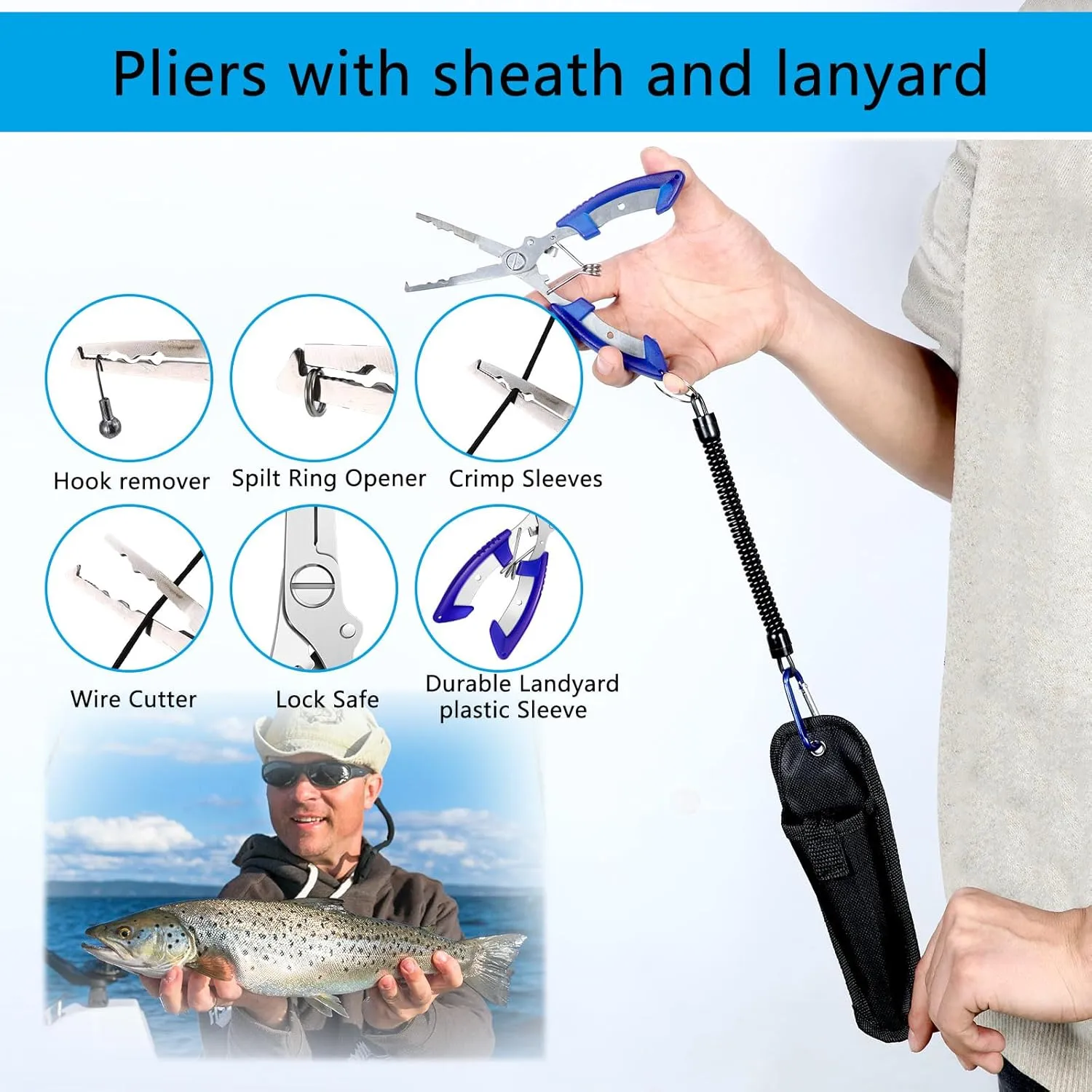 Sosation 134 Pcs Fishing Tool Kit Fishing Gear and Equipment for Men Adults Pliers Kit, Hook Remover Tool, Lip Gripper Set, Lures Baits Tackle Accessories Gifts for Father's Day