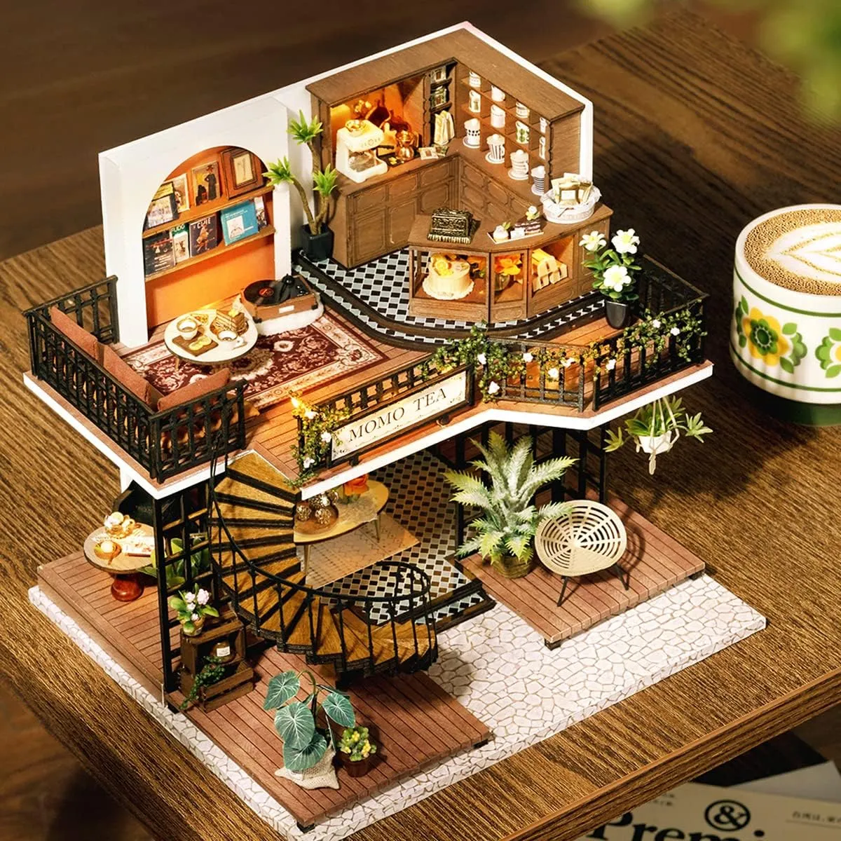 Spilay DIY Miniature Dollhouse Wooden Furniture Kit,Handmade Mini Modern Villa Model with Dust Cover and Music Box,1:24 Scale Creative Doll House Toys Best Birthday Gift for Friend Adult Lover LV001