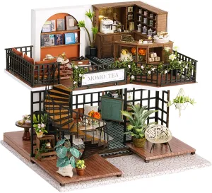 Spilay DIY Miniature Dollhouse Wooden Furniture Kit,Handmade Mini Modern Villa Model with Dust Cover and Music Box,1:24 Scale Creative Doll House Toys Best Birthday Gift for Friend Adult Lover LV001
