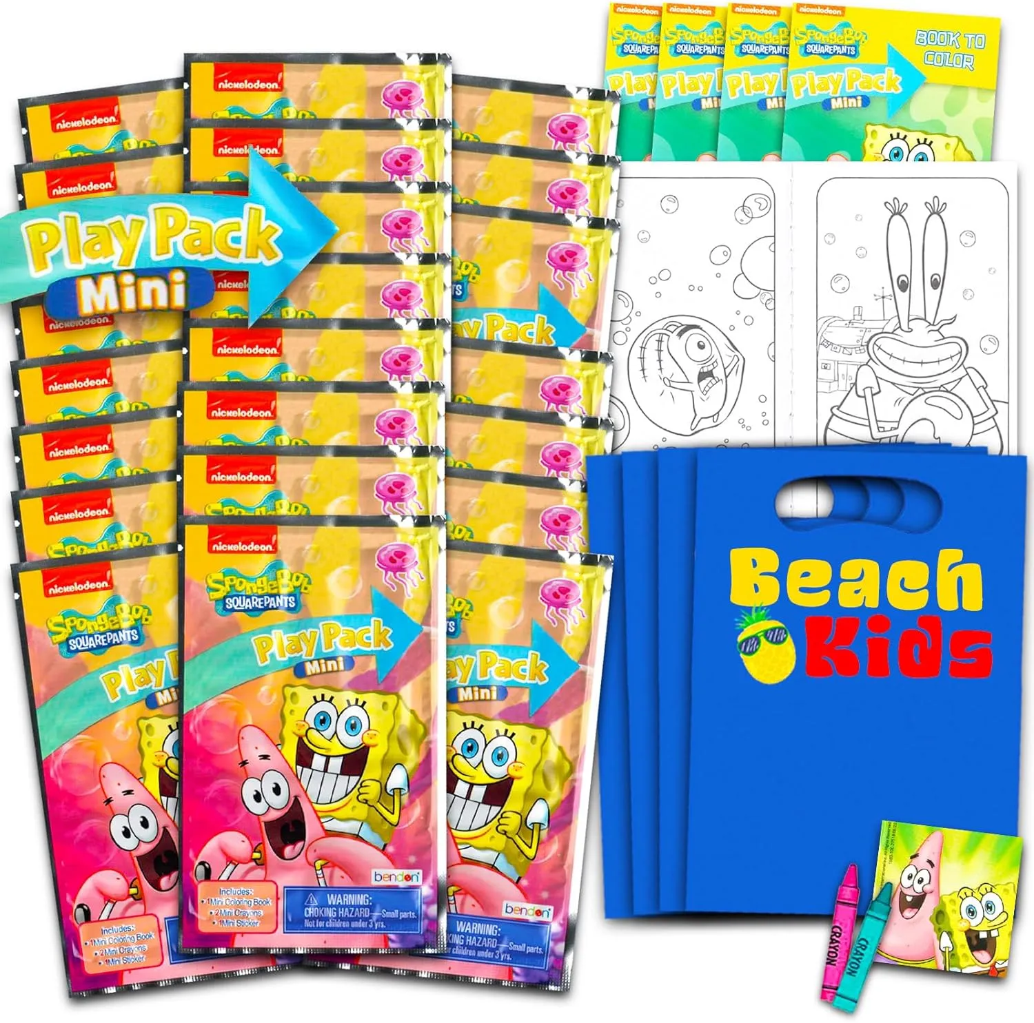 Spongebob Squarepants Mini Party Favors Set for Kids - Bundle with 24 Mini Spongebob Grab n Go Play Packs with Coloring Pages, Stickers and More (Spongebob Birthday Party Supplies)