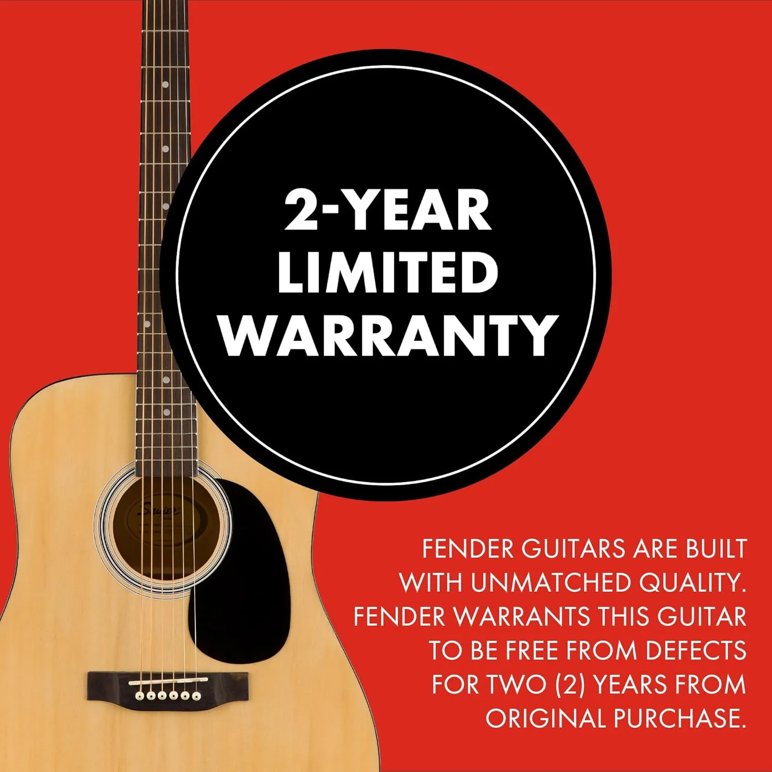 Squier by Fender Acoustic Guitar, with 2-Year Warranty, Dreadnought with Maple Fingerboard, Glossed Natural Finish, Mahogany Back and Side, Mahogany Neck, SA-150 Model