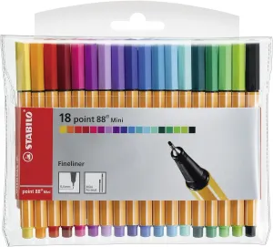 STABILO Fineliner point 88 MINI - Wallet of 18 - Assorted Colors
