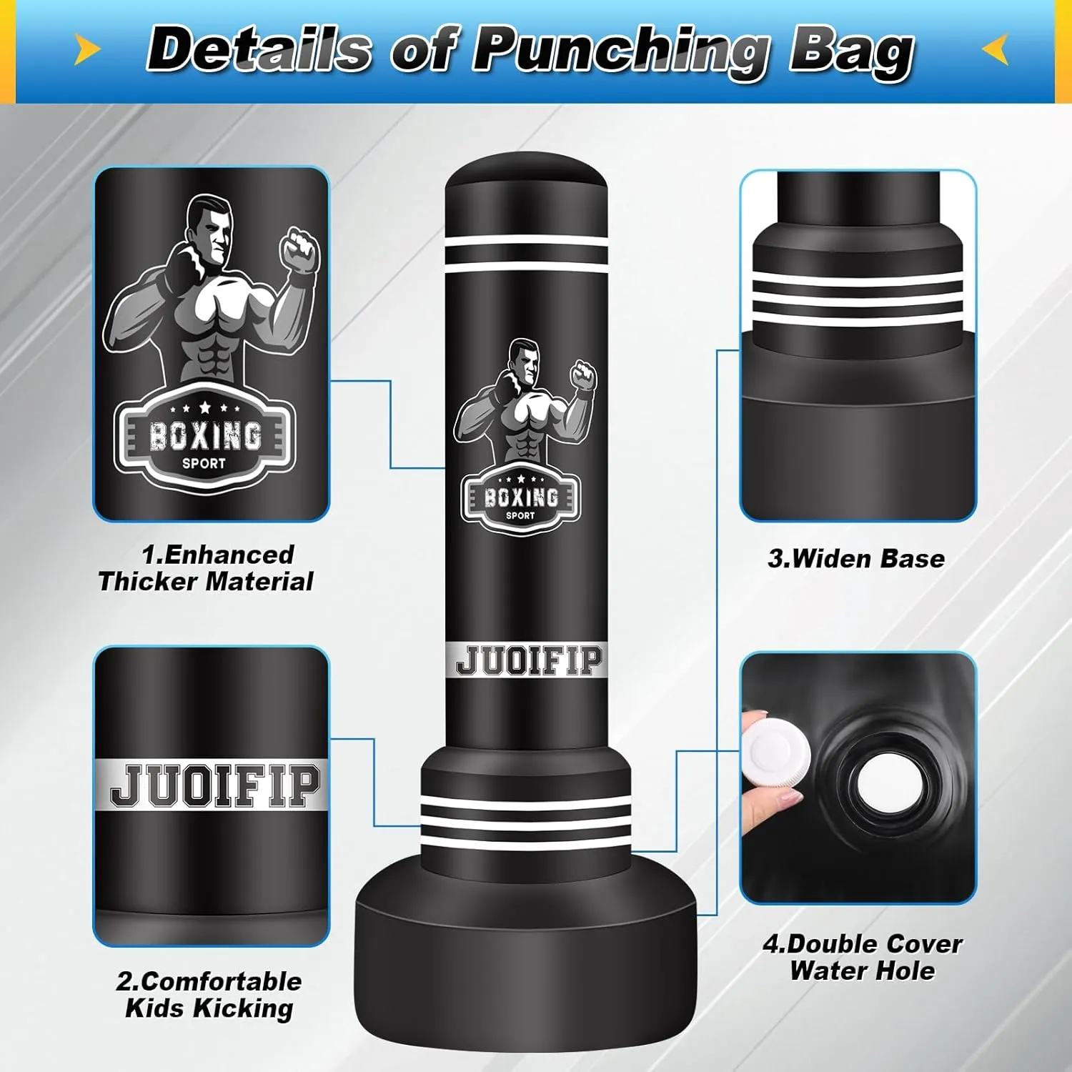 Standing Punching Bag for Adults, 70" Heavy Bag Boxing Bag Inflatable Kickboxing Bag for Men Women Teens, Kicking Bag Boxing Equipment for Training MMA Muaythai Fitness Karate
