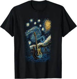 Starry Guitar Gifts Guitarist Rock Concert Festival Guitar T-Shirt