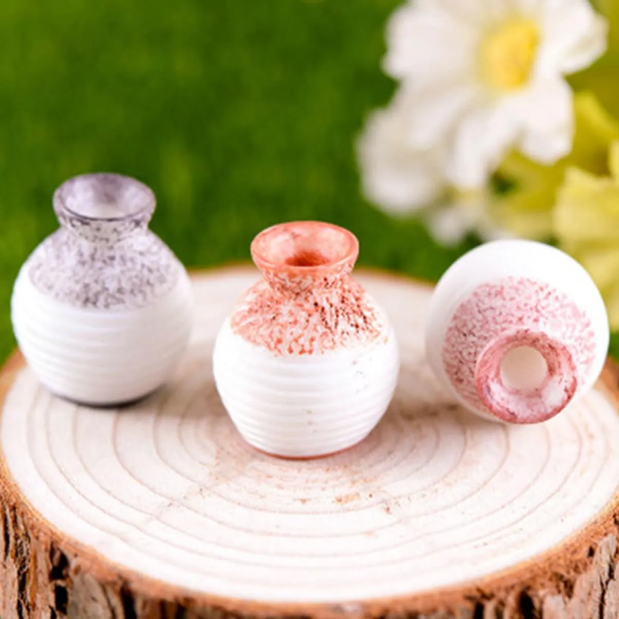 STOBAZA 5sets Doll House Flower Bottle Decoration Miniature Desktop Ornament Mini House Flower Vase 12pcs*5