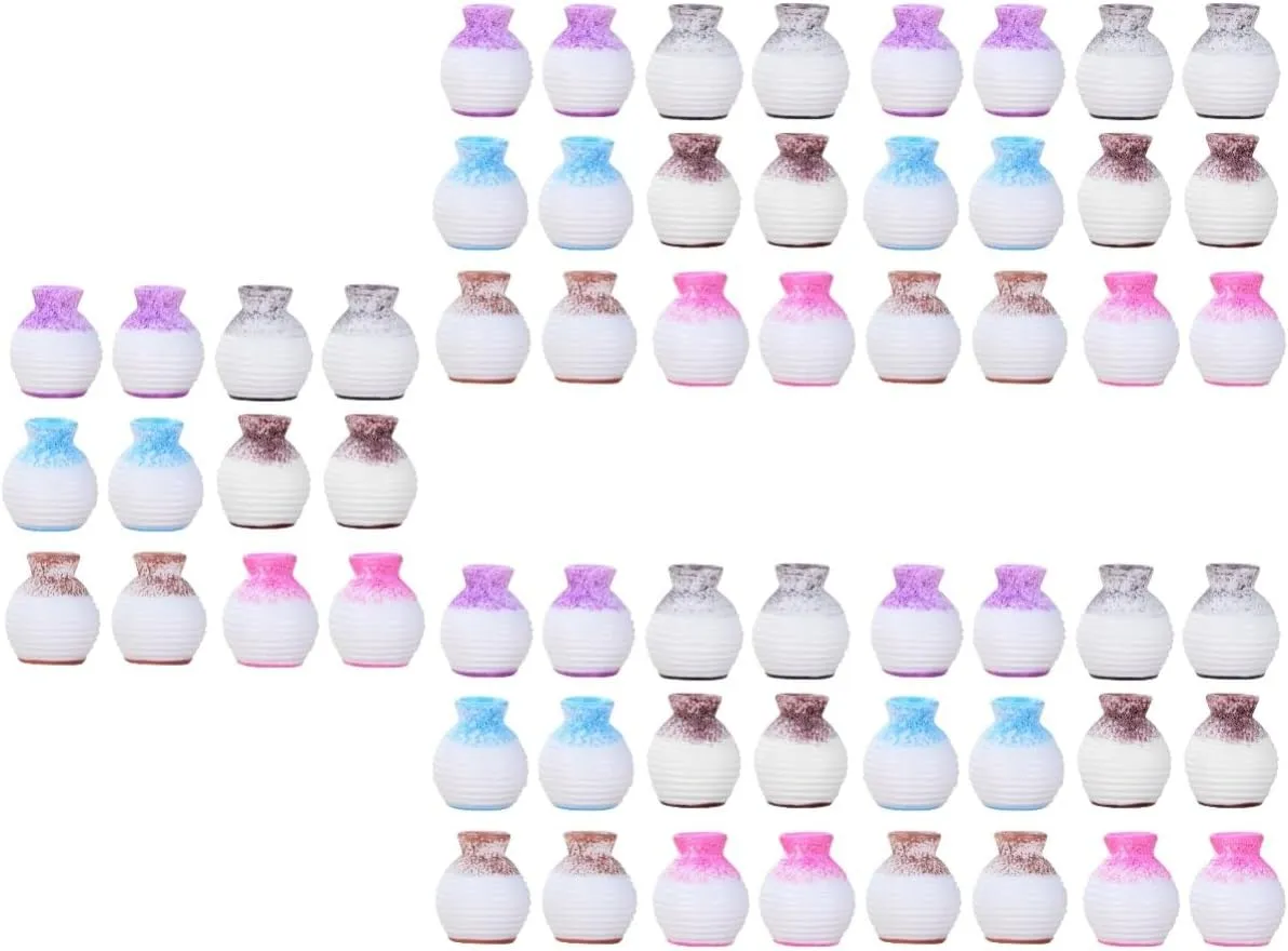 STOBAZA 5sets Doll House Flower Bottle Decoration Miniature Desktop Ornament Mini House Flower Vase 12pcs*5