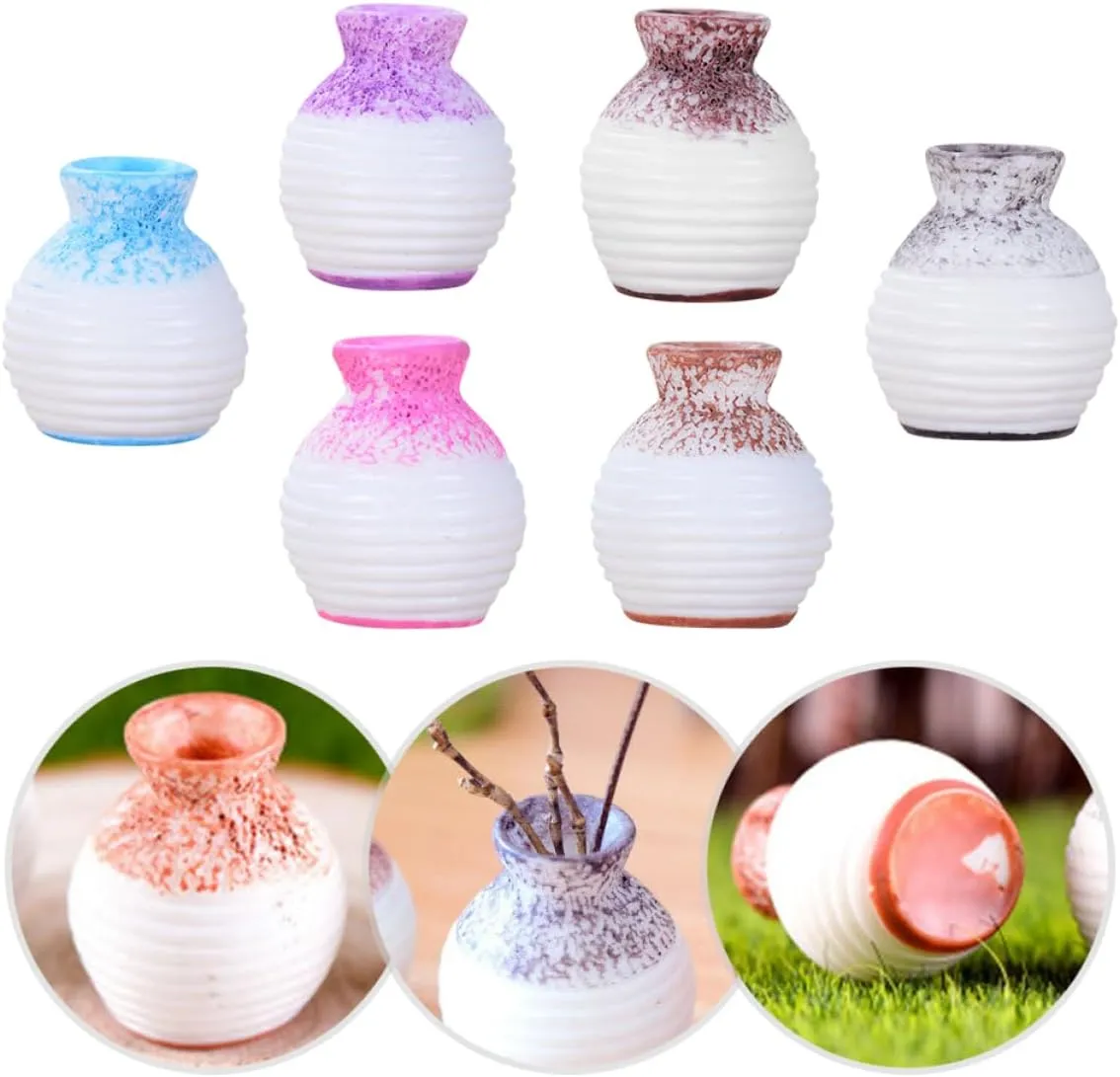 STOBAZA 5sets Doll House Flower Bottle Decoration Miniature Desktop Ornament Mini House Flower Vase 12pcs*5