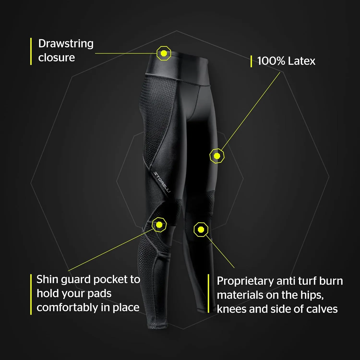 Storelli Women’s Bodyshield Turf Burn Leggings, Premium Turf Burn Protection for Knees, HIPS, and Calves, Form-Fitted Design