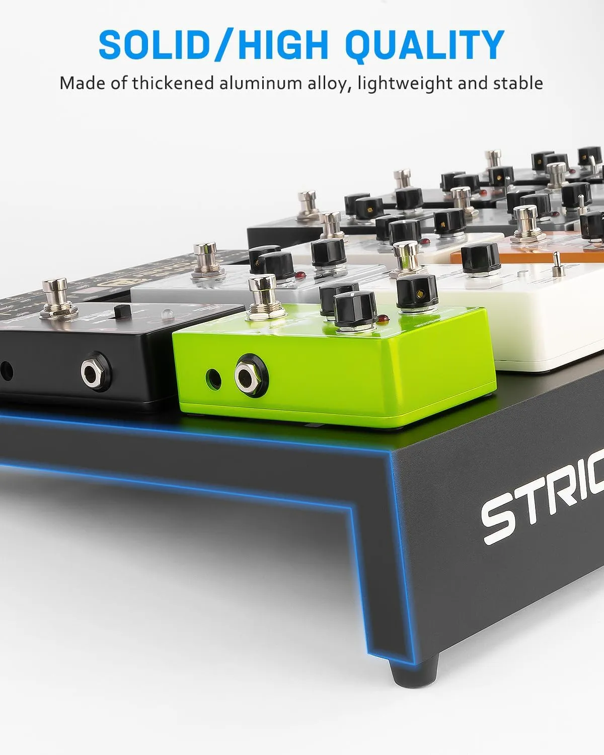 STRICH Guitar Pedal Board Extra Large Size, Aircraft Grade Aluminum 2.9lb Lightweight Pedalboard 25'' x 12.7'' x 2.83'' Effect Pedals board with Carry Bag, STANDARD 25 (Angled)