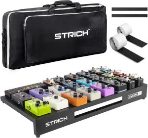 STRICH Guitar Pedal Board Extra Large Size, Aircraft Grade Aluminum 2.9lb Lightweight Pedalboard 25'' x 12.7'' x 2.83'' Effect Pedals board with Carry Bag, STANDARD 25 (Angled)