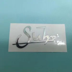 Suitable for Suhr Guitar Head Logo - Metal Tags, DIY Electric Guitar Logo Stickers, UV Stickers, Tear Off Film (Silver)