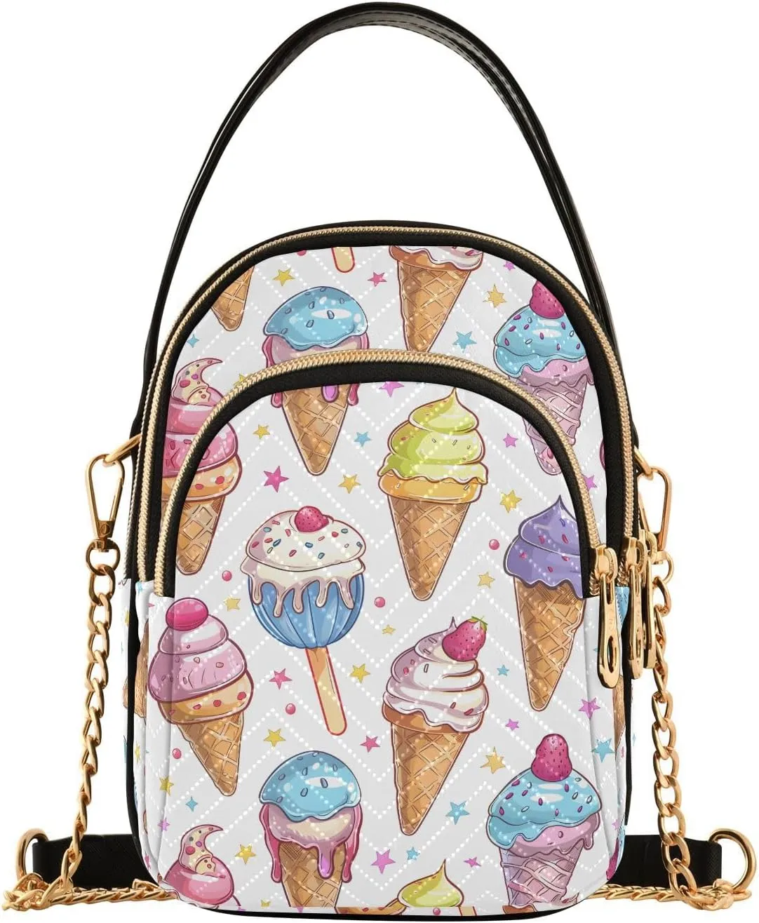 Summer Ice Cream Star Dot Crossbody Bag for Women Mini Cell Phone Purse Women's Shoulder Handbag