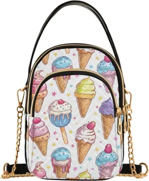 Summer Ice Cream Star Dot Crossbody Bag for Women Mini Cell Phone Purse Women's Shoulder Handbag