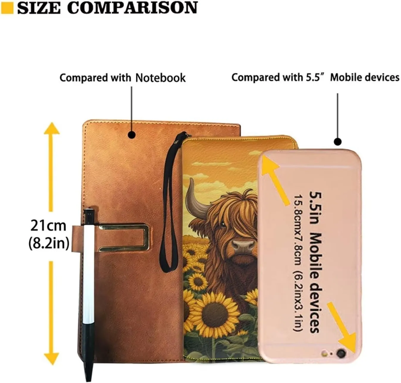 Sunflower Wallet for Women Around Zipper Long Purse Travel Clutch Bag