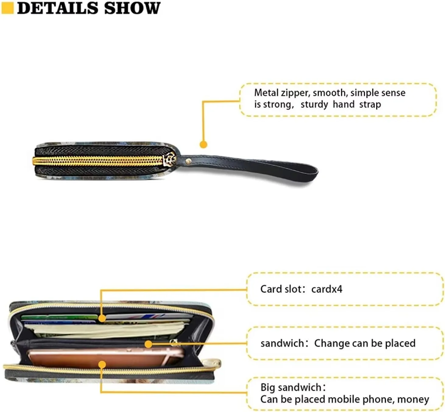 Sunflower Wallet for Women Around Zipper Long Purse Travel Clutch Bag