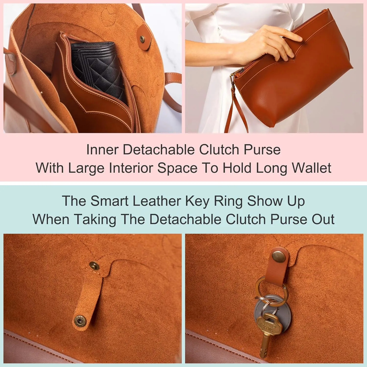 SUNLIGHT LEAVES Tote Bag For Women Vegan Leather Simple Vintage Shoulder Retro Handbag Classic A4 Purse