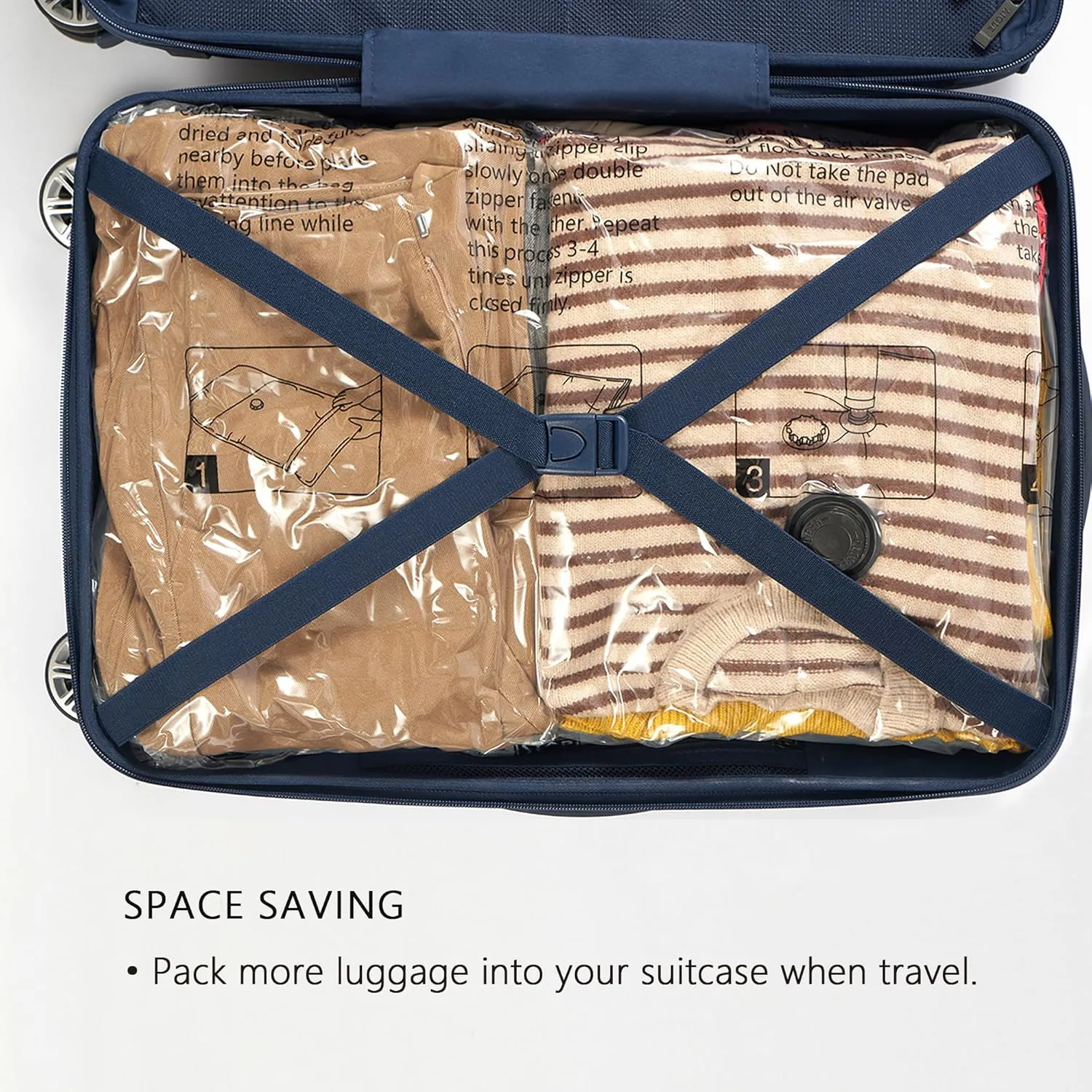 SUOCO 10 Small Vacuum Storage Bags with Electric Pump, Travel Clothes Space Saver Bags, Compression Airtight Seal Bags for Clothing, Pillows, Comforters, Blankets