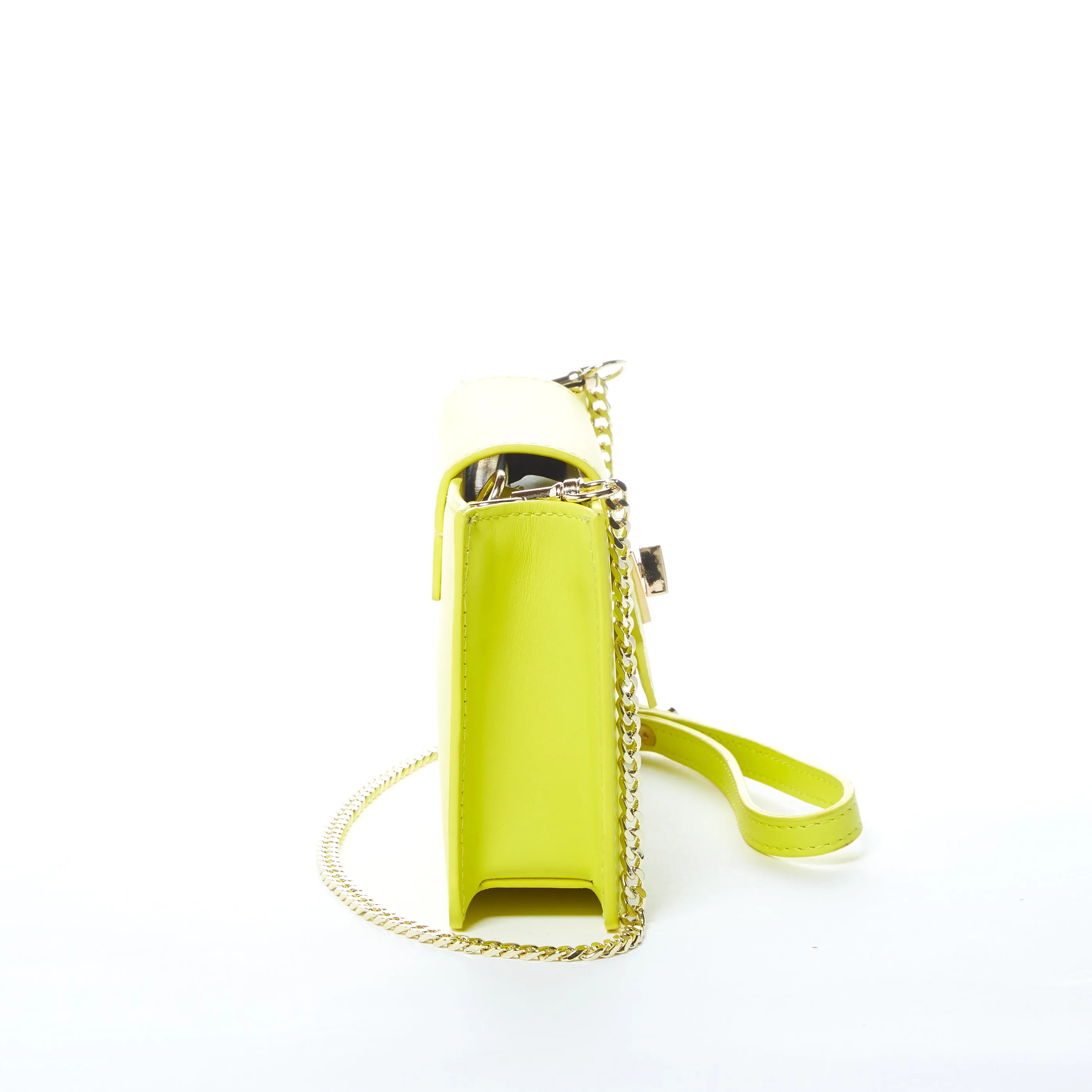 SUSU Bright Yellow Mini Crossbody Purse Chain Strap Leather Wristlet Women's Handbag