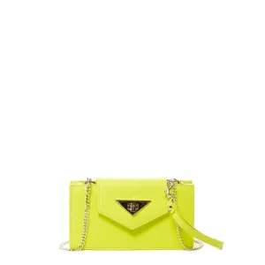 SUSU Bright Yellow Mini Crossbody Purse Chain Strap Leather Wristlet Women's Handbag