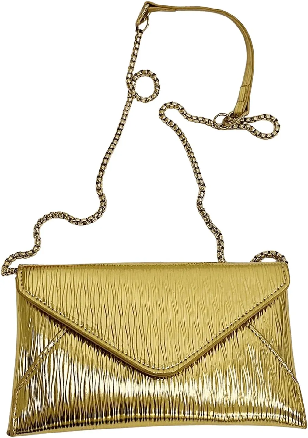 SweatyRocks Women's Metallic Crossbody Bag Flap Magnet Chain Strap Mini Envelope Evening Purse