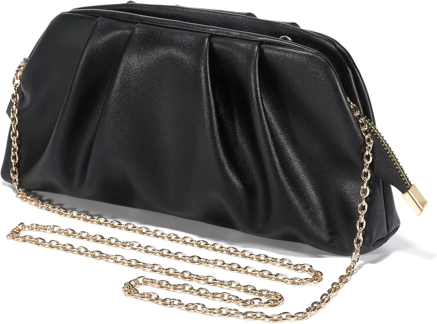 SWEETV Dressy Vegan Leather Clutch Purse for Women Formal, Soft Pleated PU Evening Clutch for Weddings, Proms, Cocktail-Gemma