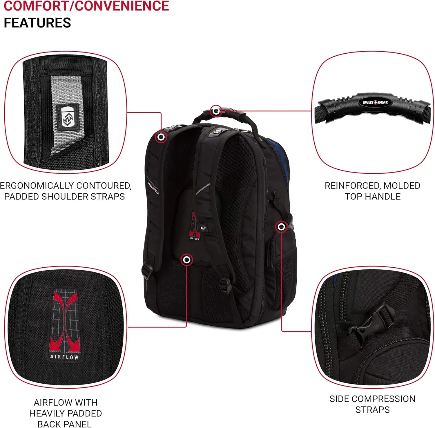 SWISSGEAR 1753 ScanSmart Laptop Backpack. Abrasion-Resistant & Travel-Friendly Laptop Backpack (Black/Navy)