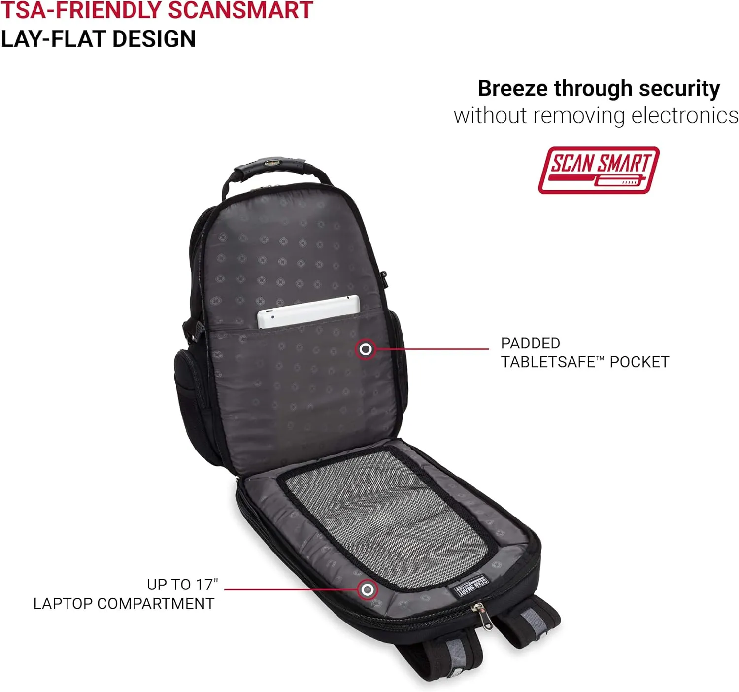 SWISSGEAR 1753 ScanSmart Laptop Backpack. Abrasion-Resistant & Travel-Friendly Laptop Backpack (Black/Navy)