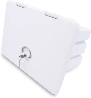 T-H Marine Sure-Seal Tackle Box Boat Access Hatch - Deck Compartment Includes 3 Plano Lure Trays - Dual Seals Offer Watertight Fit - 11" x 15", Polar White