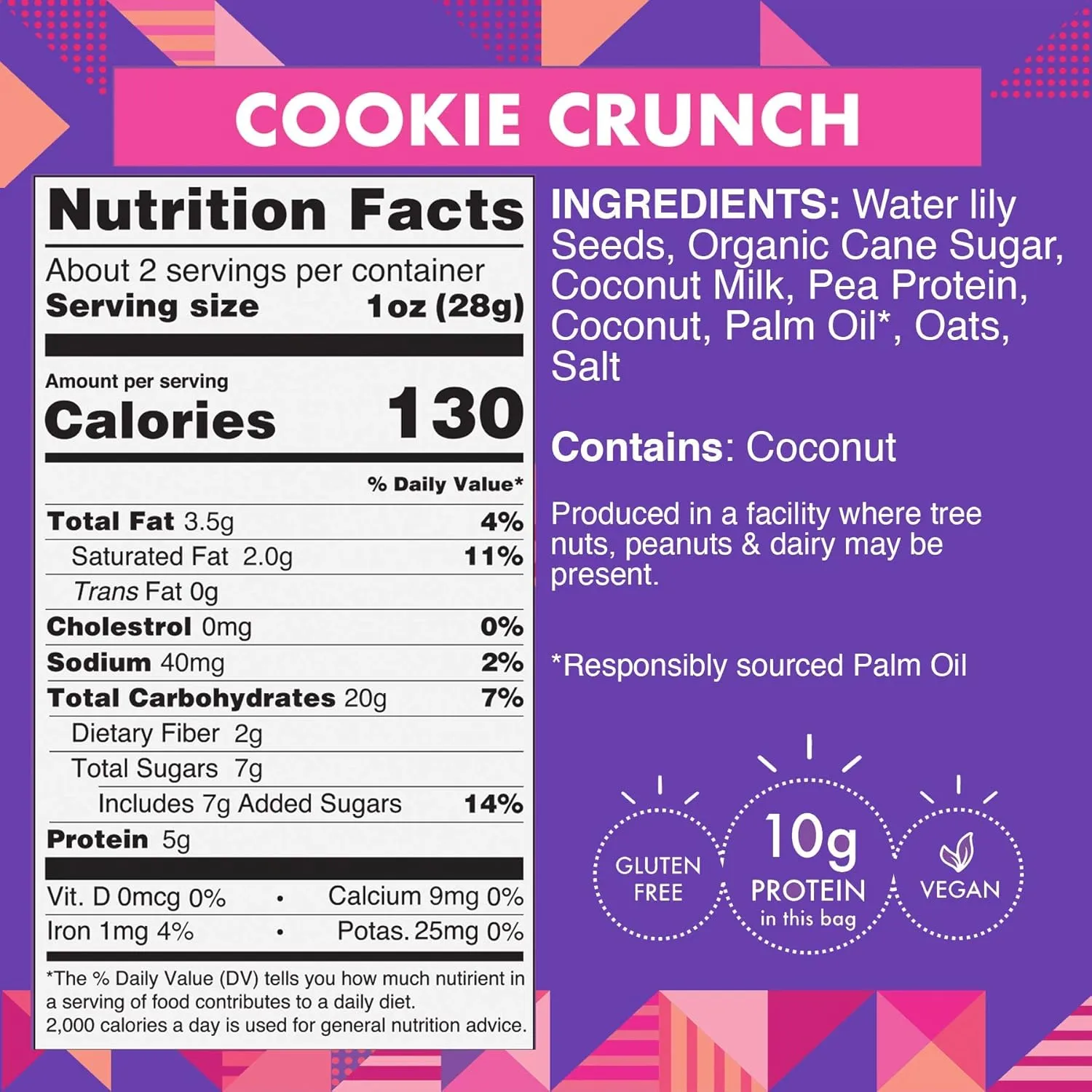 Taali Cookie Crunch Water Lily Pops (6 Resealable Bags) - Sweet Roasted Fox Nuts Makhana Snack | Crunchy Indian Healthy Snacks | Protein-rich, Vegan, Gluten Free, Non GMO | 2 oz Multi-Serve Bags