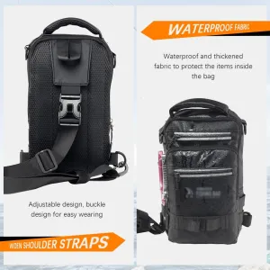 Tackle Box Backpack Waterproof Single-Shoulder Bag with Rod Holder Portable Fly Fishing Sling Pack for Outdoor Activities