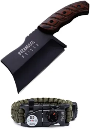 Tactical Chopper Knife Bundle with Survival Multi-Tool Paracord Bracelet (2 Items)