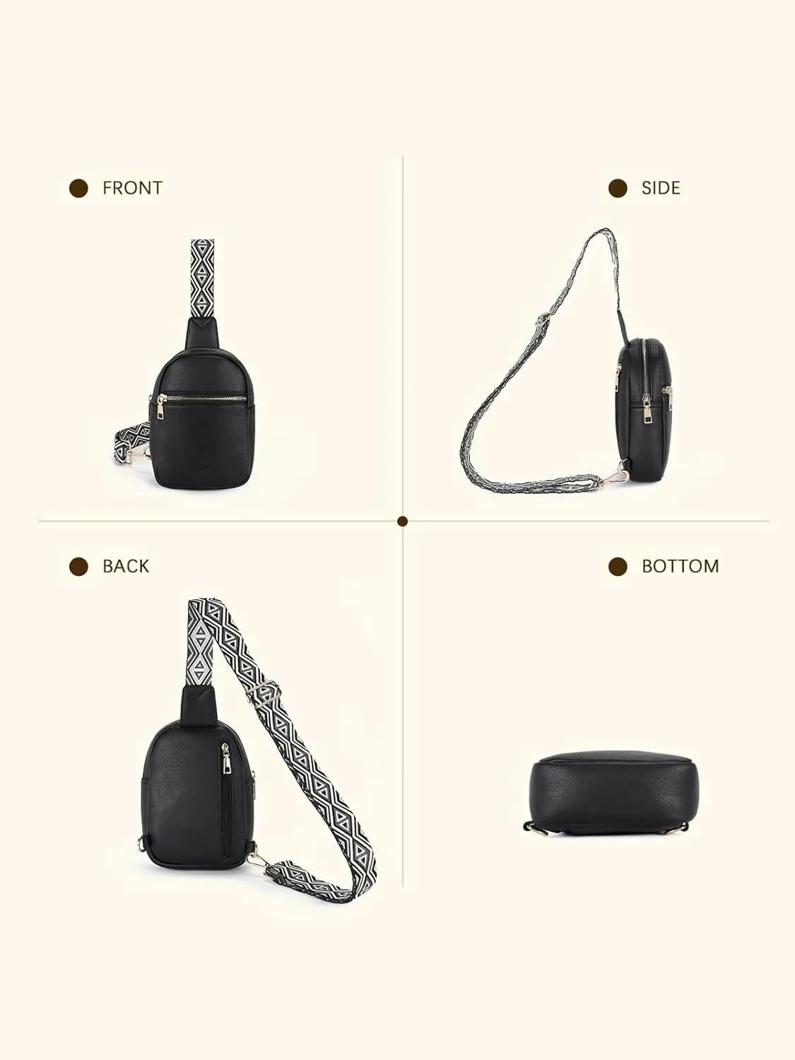 Telena Crossbody Sling Bags for Women, PU Leather Fanny Packs Cross Body Bag for Woman