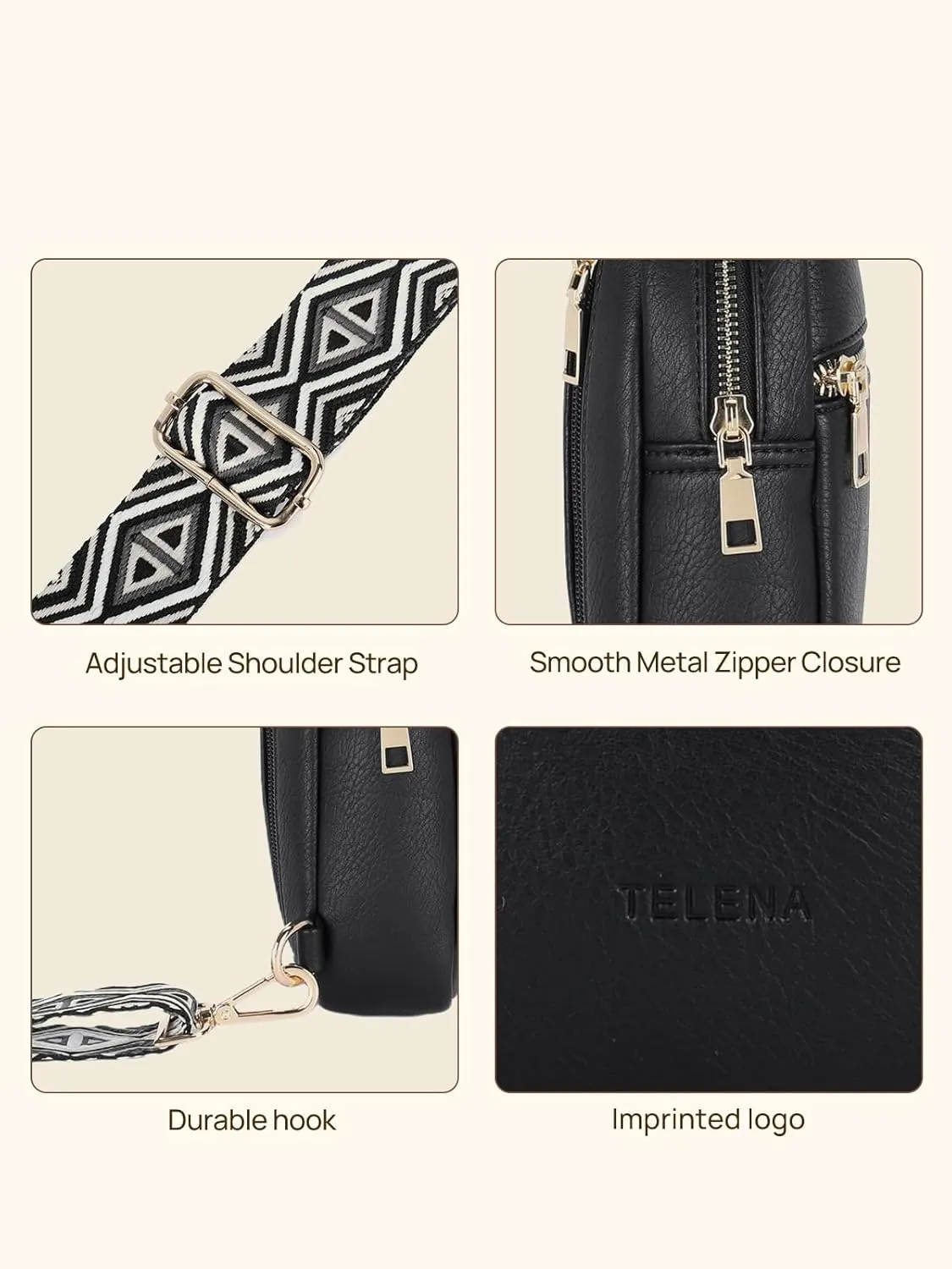 Telena Crossbody Sling Bags for Women, PU Leather Fanny Packs Cross Body Bag for Woman
