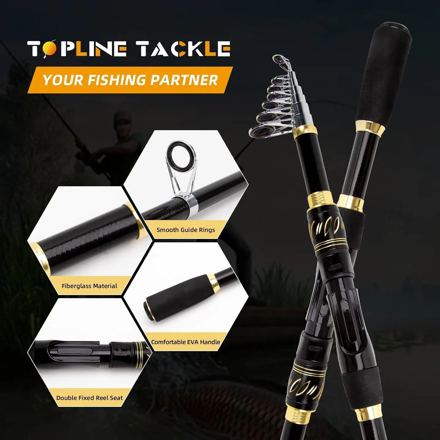 Telescopic Fishing Rod and Reel Combo,Telescoping Fishing Pole & Spinning Reel, Travel Fishing Kit with Case