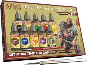 The Army Painter - Speedpaint Starter Set 2.0  - 10x18ml Speed Model Paint Kit Pre-Loaded with Mixing Balls, 1 Brush- Base, Model Paint Set for Plastic Models