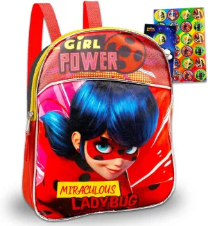 The Miraculous Ladybug MINI Backpack Set ~ 3 Pc School Supplies Bundle With 11" Miraculous Ladybug School Bag for Girls, Kids, Miraculous Ladybug Stickers, and More