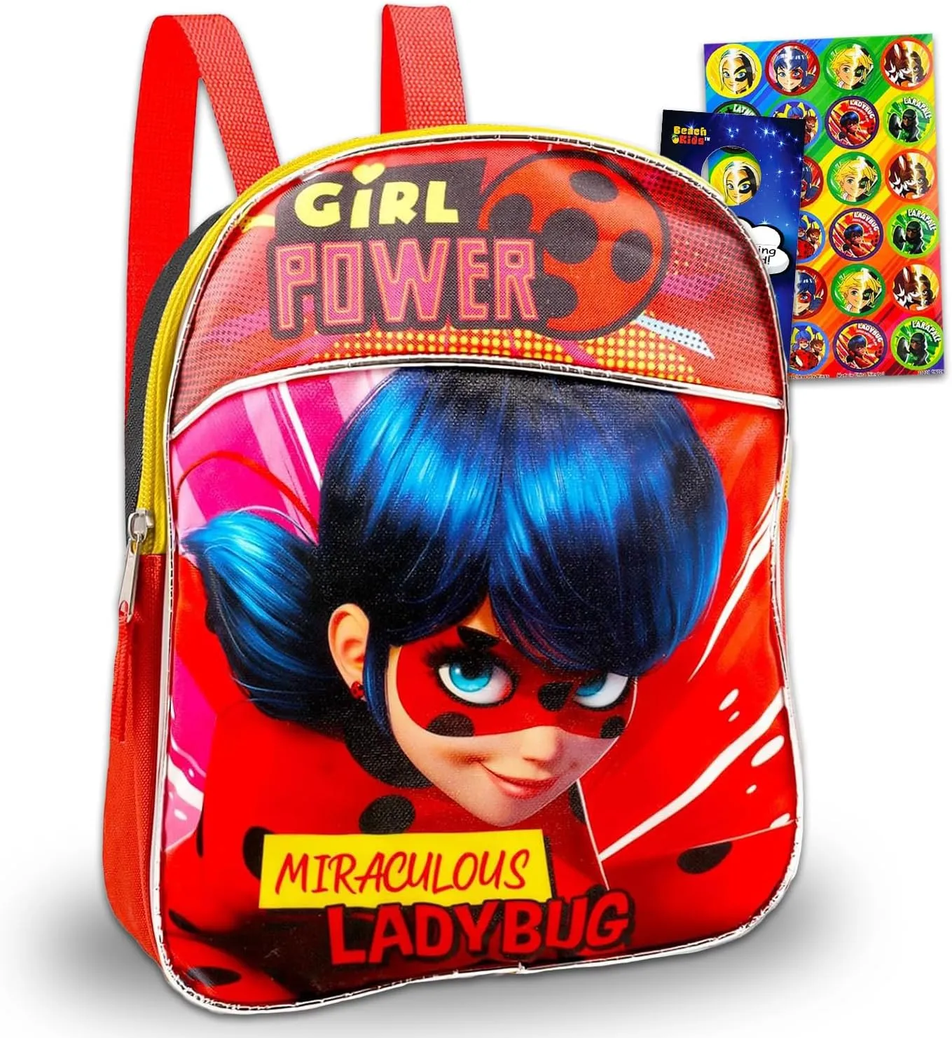 The Miraculous Ladybug MINI Backpack Set ~ 3 Pc School Supplies Bundle With 11" Miraculous Ladybug School Bag for Girls, Kids, Miraculous Ladybug Stickers, and More