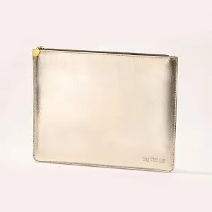 THE TOOL LAB 913 Light Gold Big Clutch Bag- Makeup Artist Clutch Bag Case Travel Portable Cosmetic and Brush Bag with Gold Material Korean Cosmetics