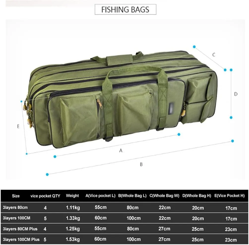 Three-layer Foldable Fishing Double-Shoulder Rod Bag Fishing Rod Thickening Storage Bag Fishing Gear Backpack(3 layers 100CM plus)